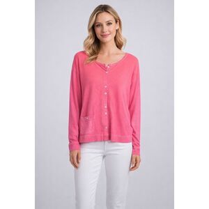 Fresh produce Button Front Long Sleeve Pink Top 100% cotton Large #776